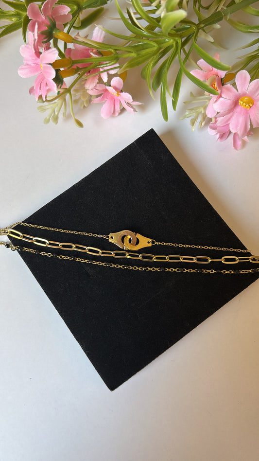 Bracelet triple menottes noir gold