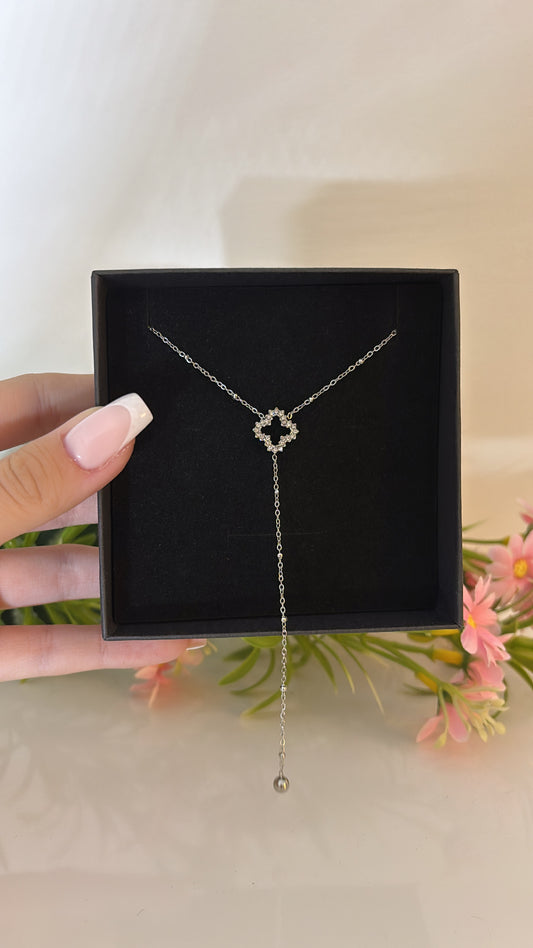 Collier Flower Silver long