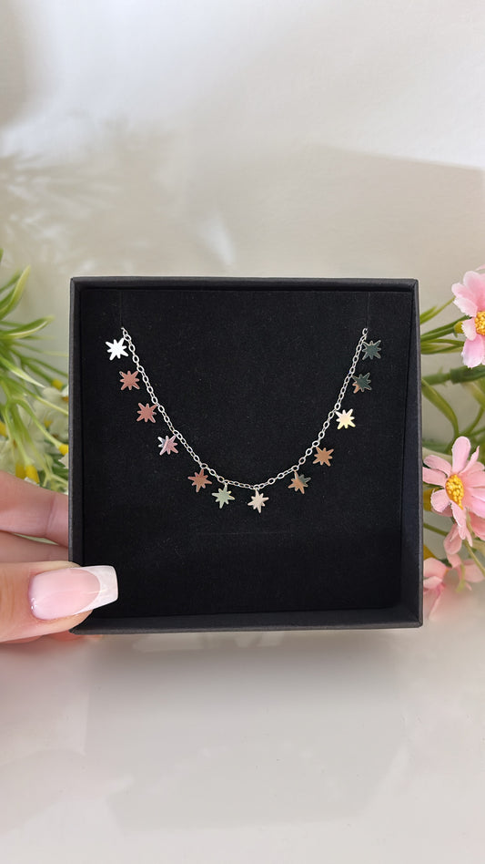 Collier ras de cou pluie étoilé Silver