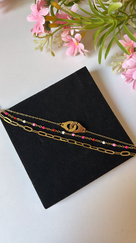 Bracelet triple menottes rose gold