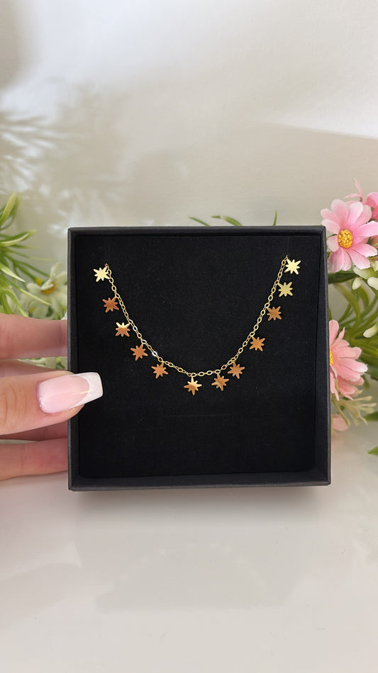 Collier ras de cou pluie étoilé gold