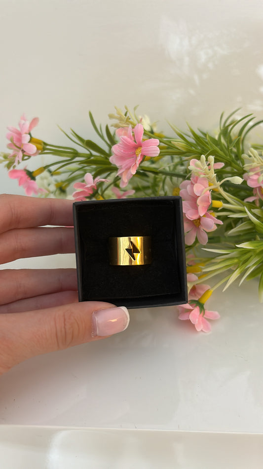 Bague épaisse éclair gold