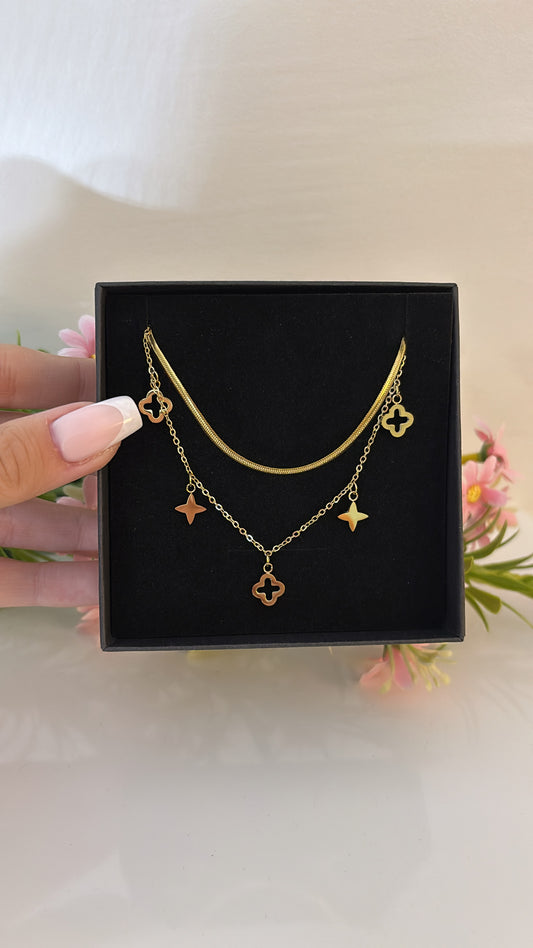 Collier double Nympheas gold