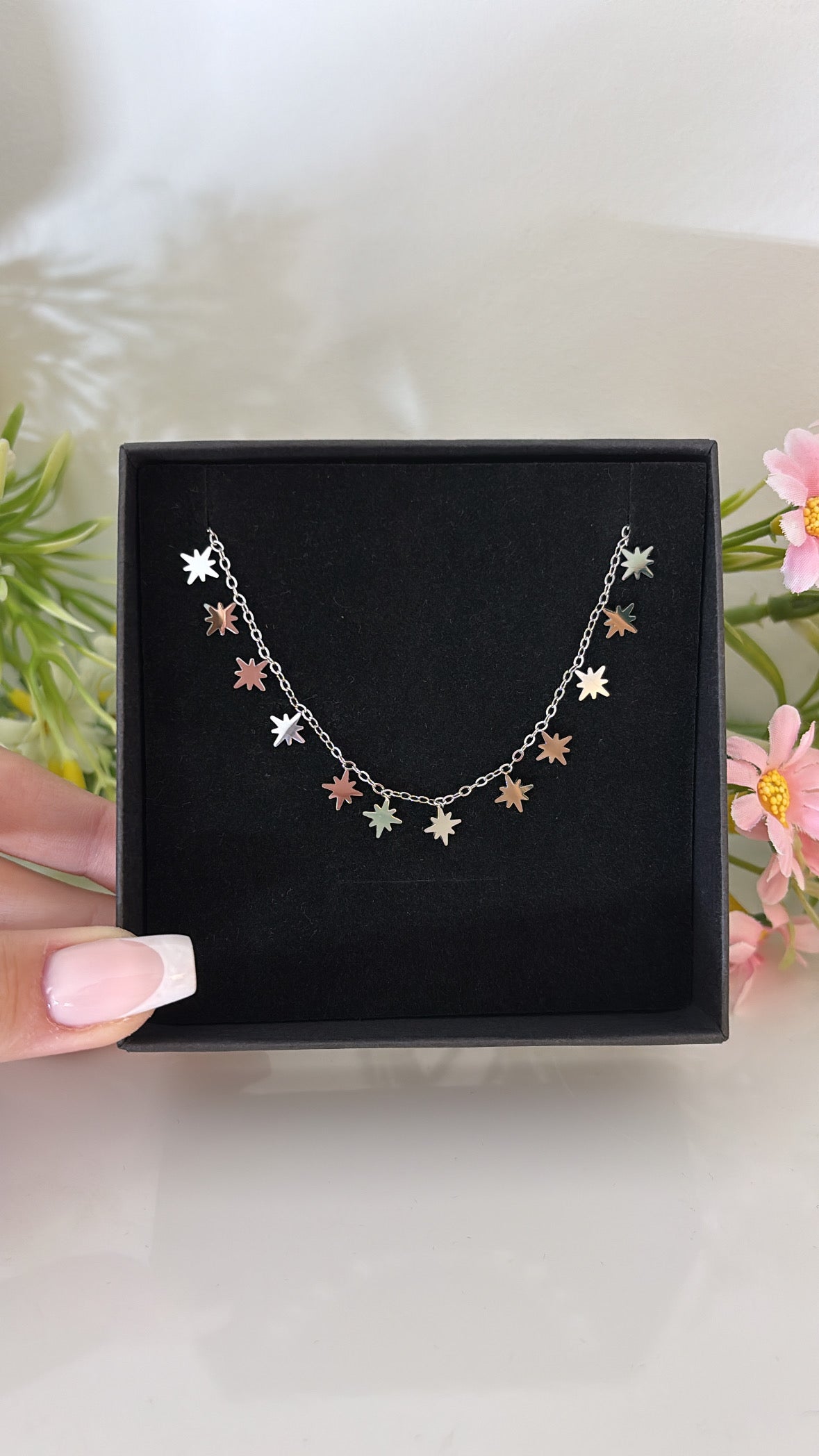 Collier ras de cou pluie étoilé Silver