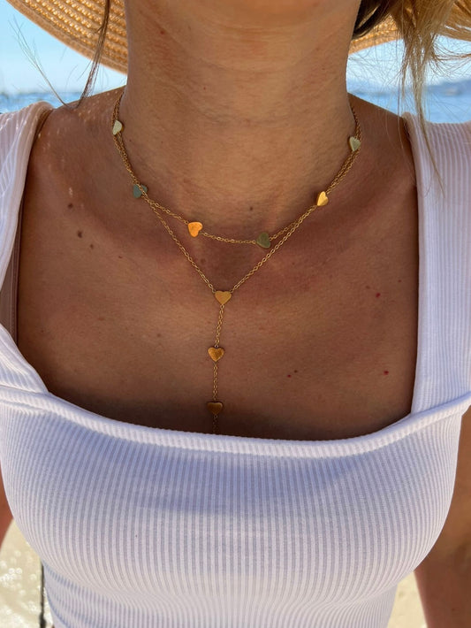 Collier double cœur gold
