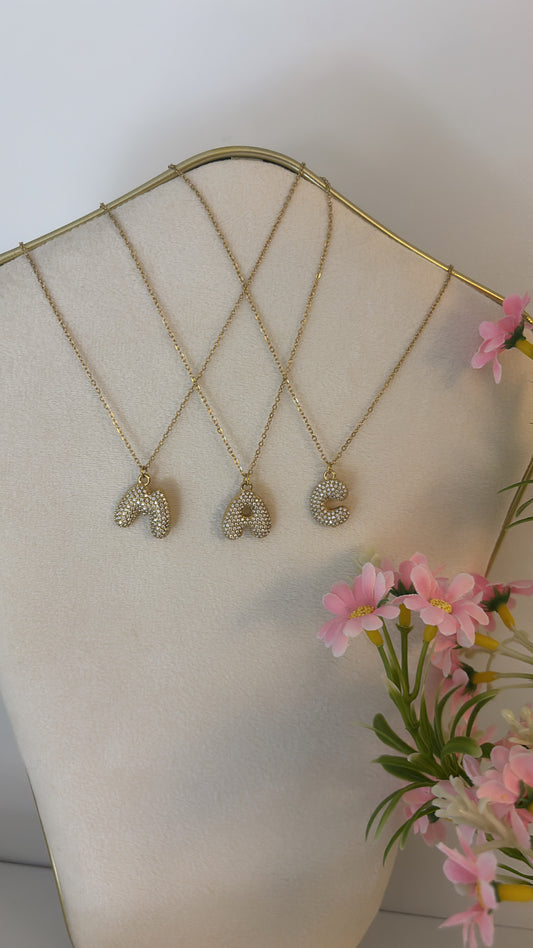 Collier lettre strass Gold