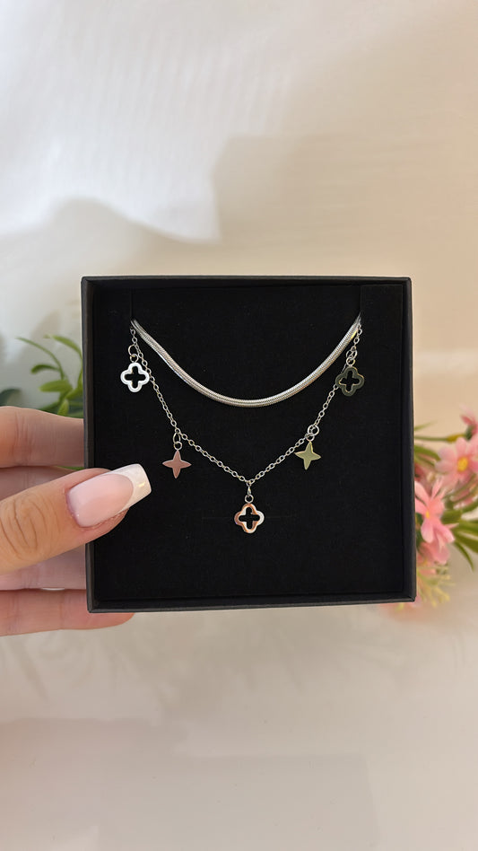 Collier double Nympheas Silver