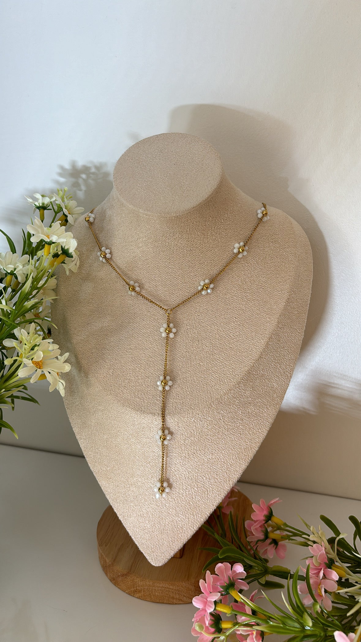 Collier marguerite blanc gold