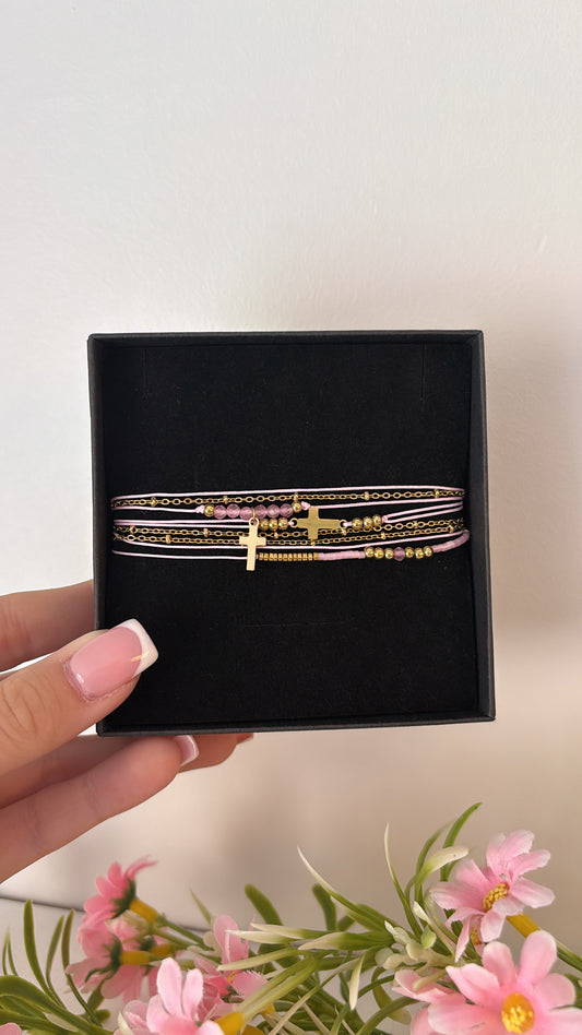 Bracelet triple chrétien rose gold