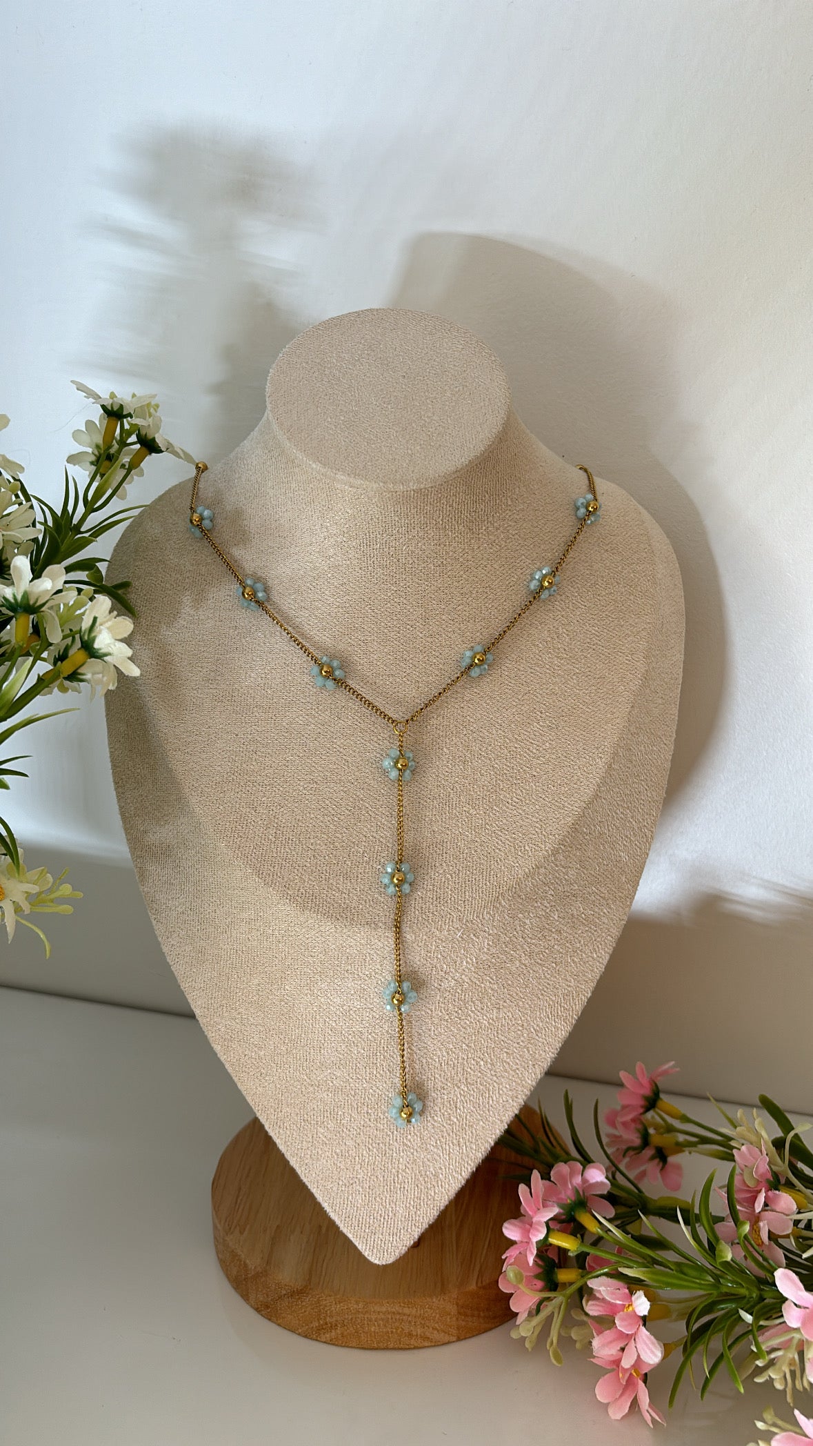 Collier Marguerite bleu gold