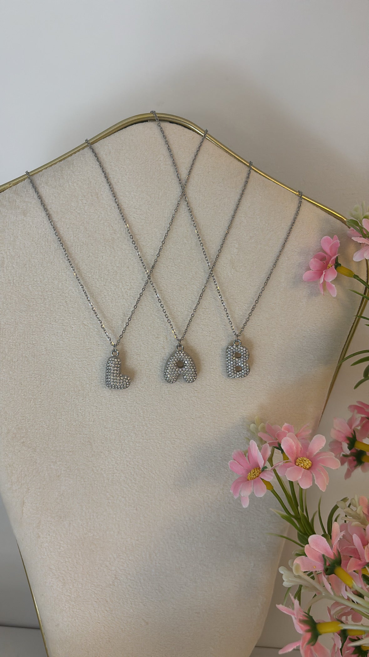 Collier lettre strass Silver