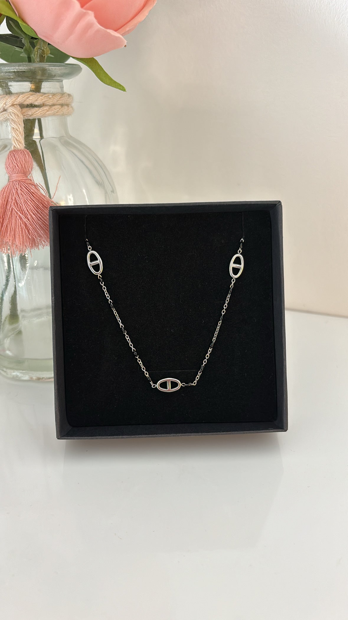 Collier baby Harmony noir Silver
