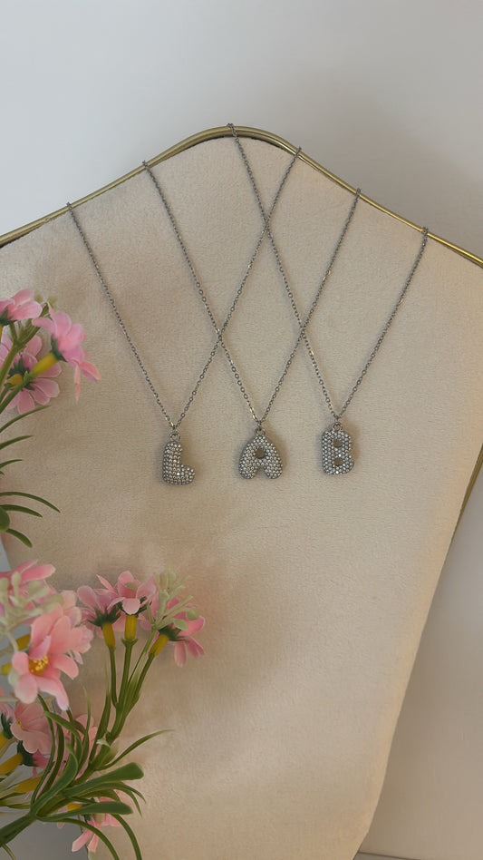 Collier lettre strass Silver