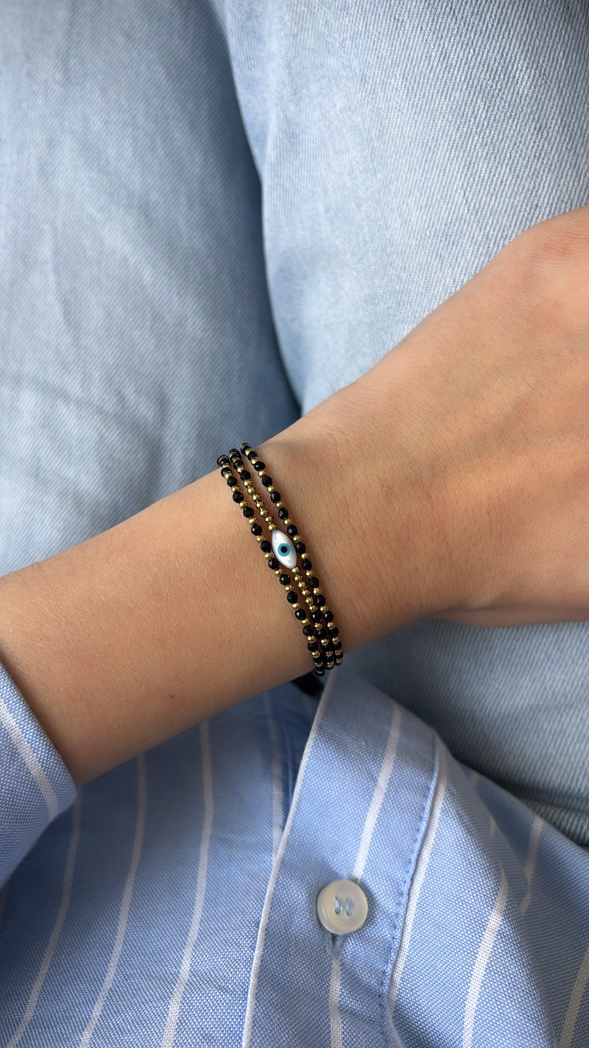 Bracelet triple Bahia noir gold