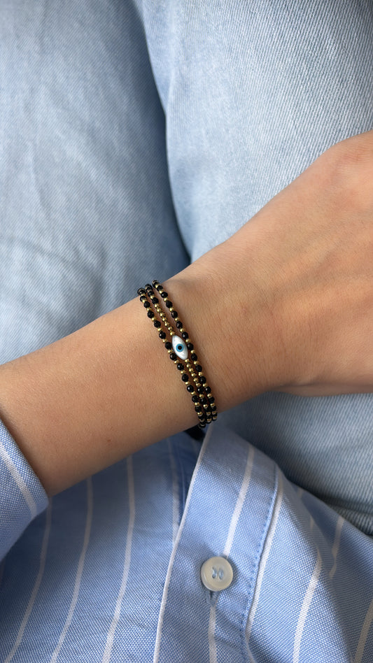 Bracelet triple Bahia noir gold