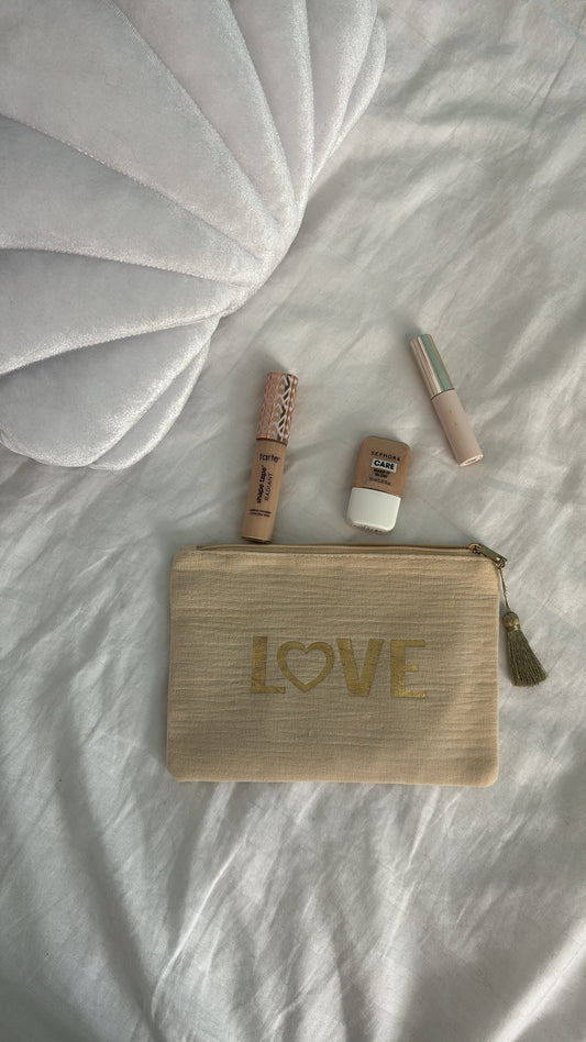 Pochette love beige