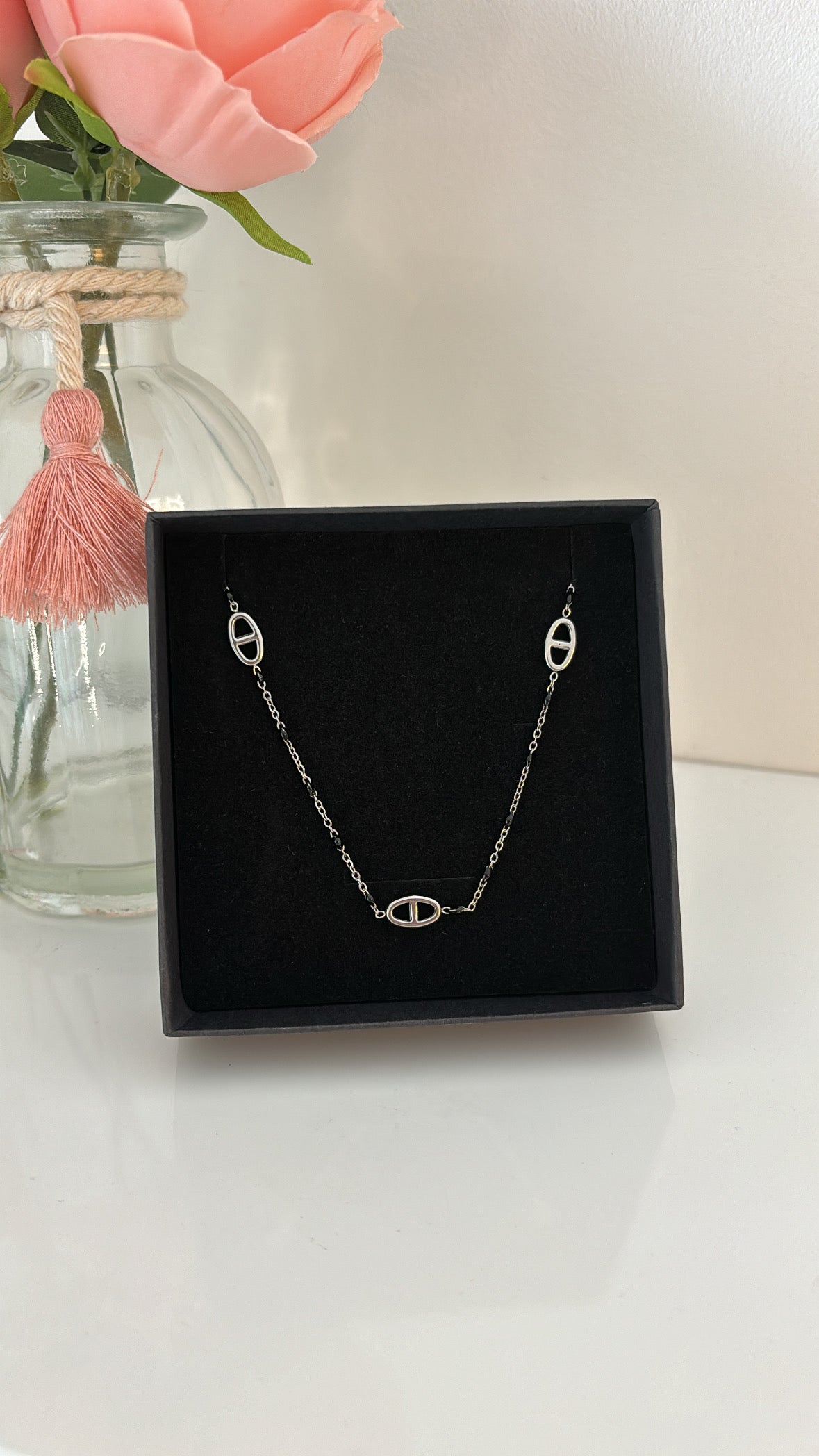 Collier baby Harmony noir Silver