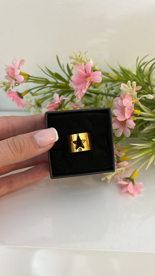 Bague épaisse étoile gold