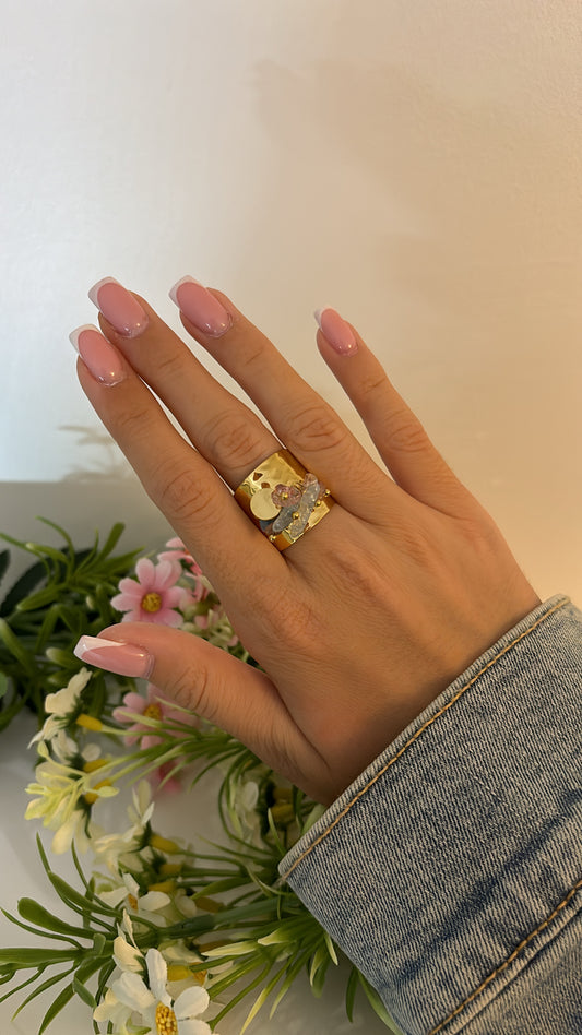 Bague breloque pierre gold