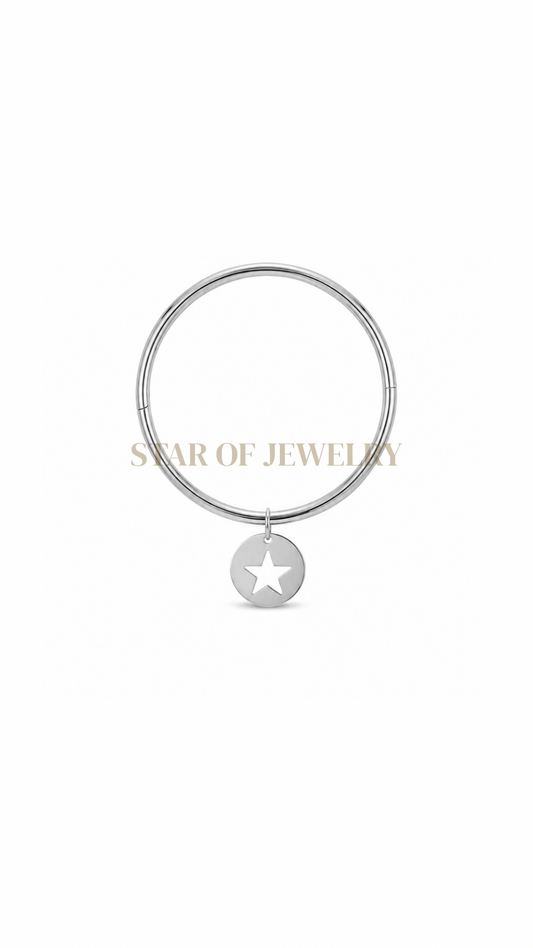 Jonc étoile creusé Silver