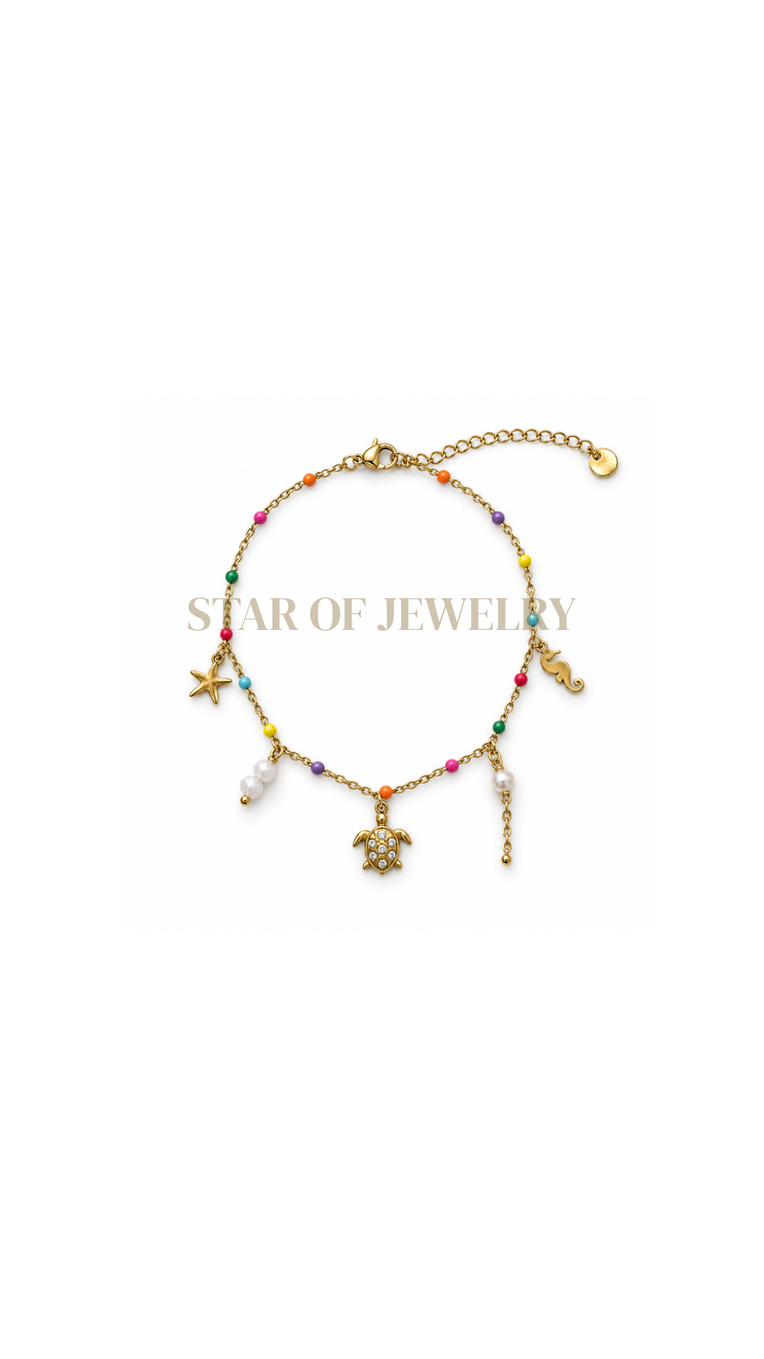 Chaîne de cheville Summer multicolore gold