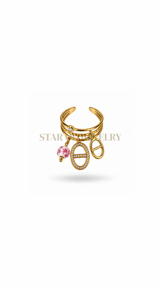 Bague Porceléna blanche rose gold