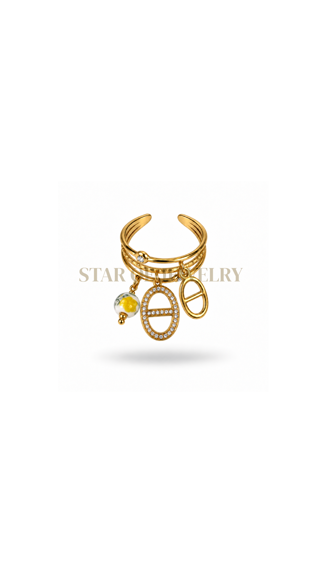 Bague Porceléna gold blanche doré