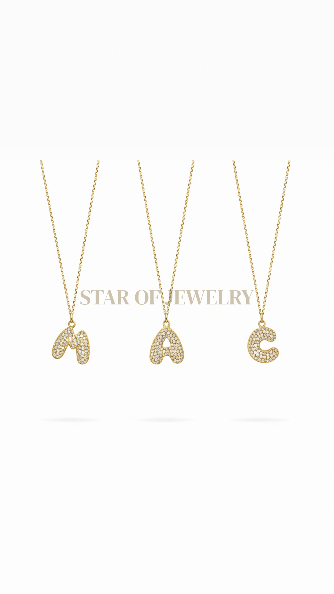 Collier lettre strass Gold