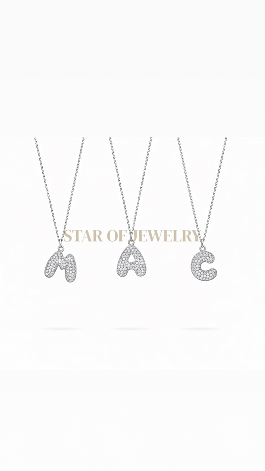 Collier lettre strass Silver