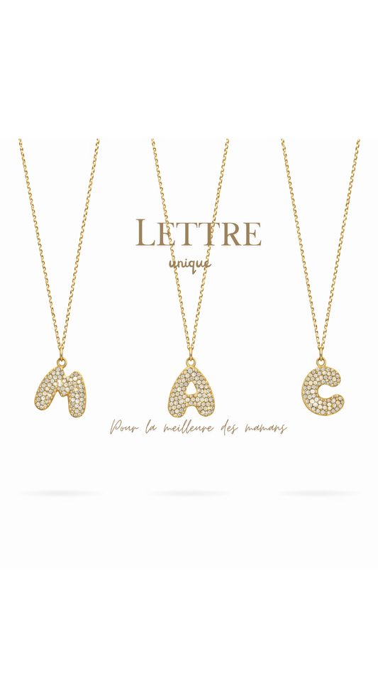 Collier lettre strass Gold