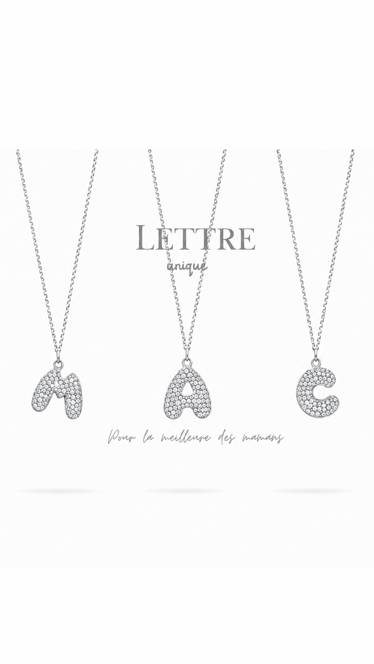 Collier lettre strass Silver